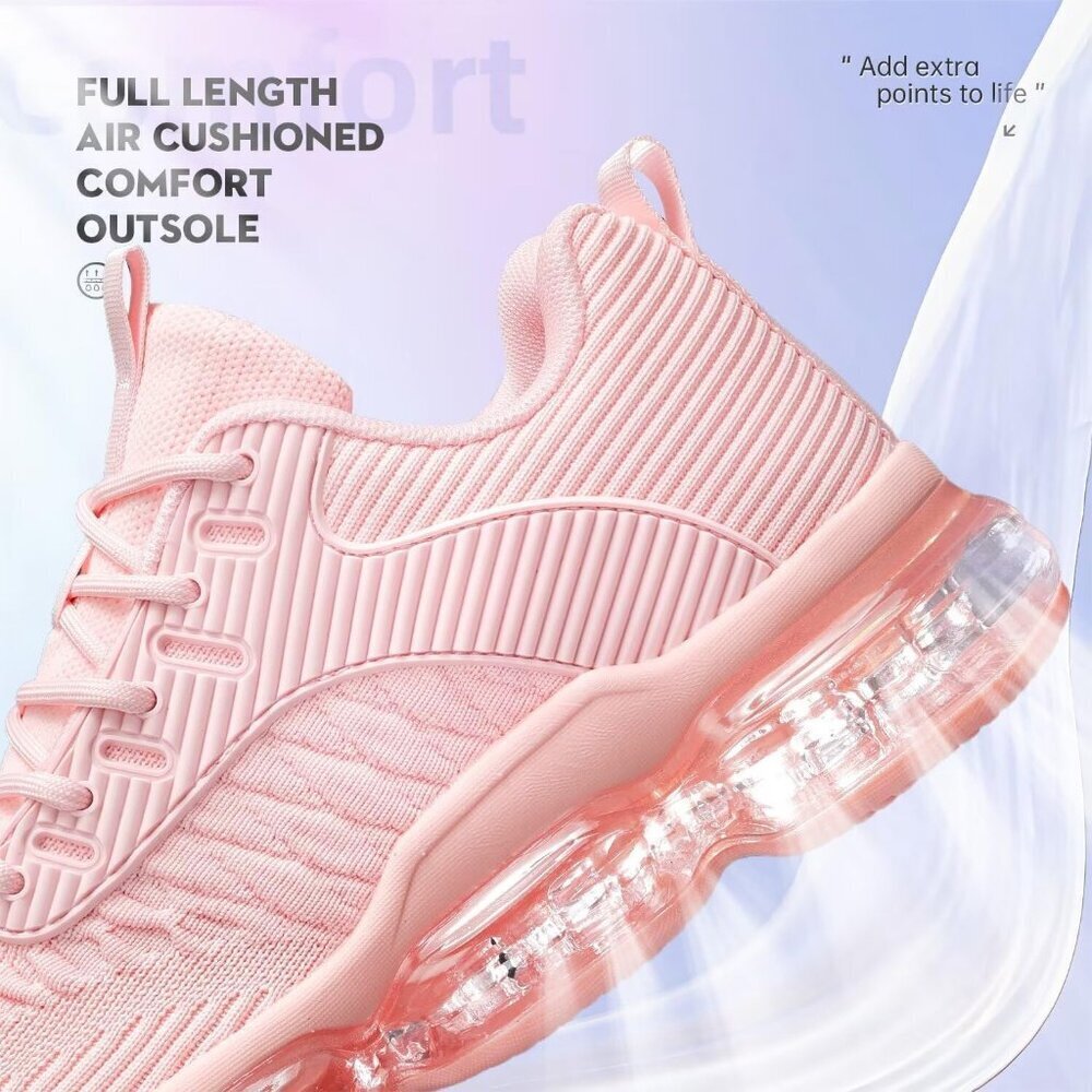 Women's Pink Running Shoes Air Cushion Basketball Sneakers Tennis Breathable - Picture 5 of 7